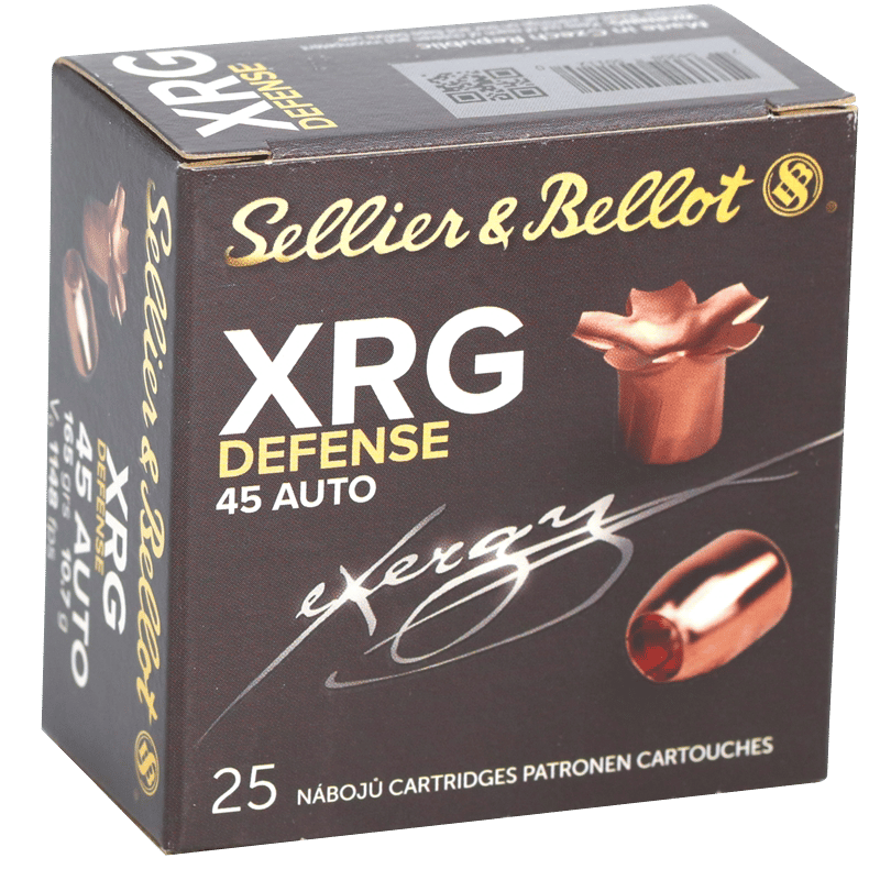 Sellier & Bellot SB45XA XRG Defense 45ACP 165gr Solid Copper Hollow Point 25 Per Box/40 Case