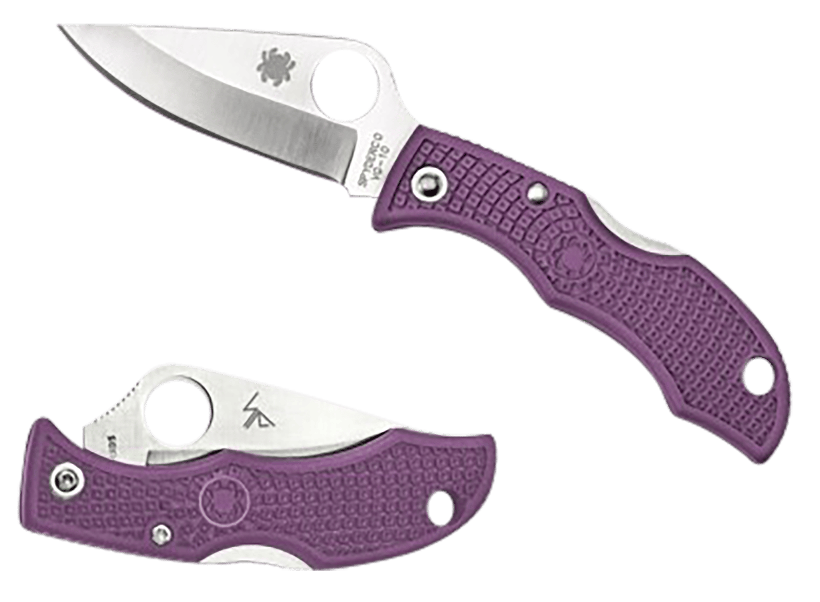 Spyderco LPRP3 Ladybug 3 Salt 1.94" Folding Plain Stonewashed H2 Steel Blade/Purple Bi-Directional Texturing FRN Handle