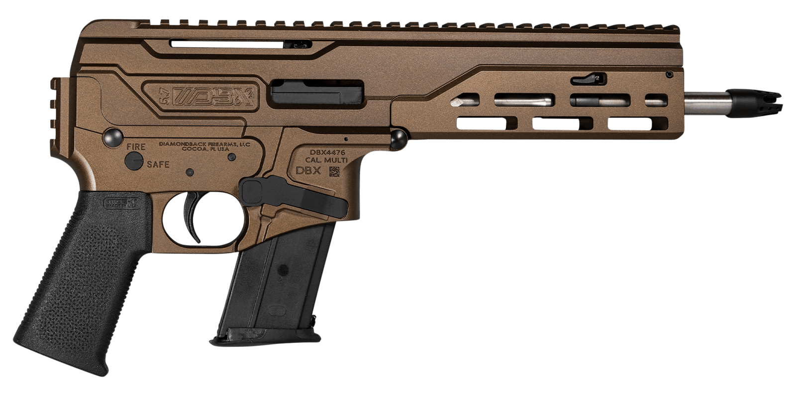 Diamondback DB1614L071 DBX  5.7x28mm 20+1 8" Stainless Threaded Barrel, M-LOK Handguard, Midnight Bronze Cerakote Aluminum Picatinny Rail Receiver, Black Magpul K Grip