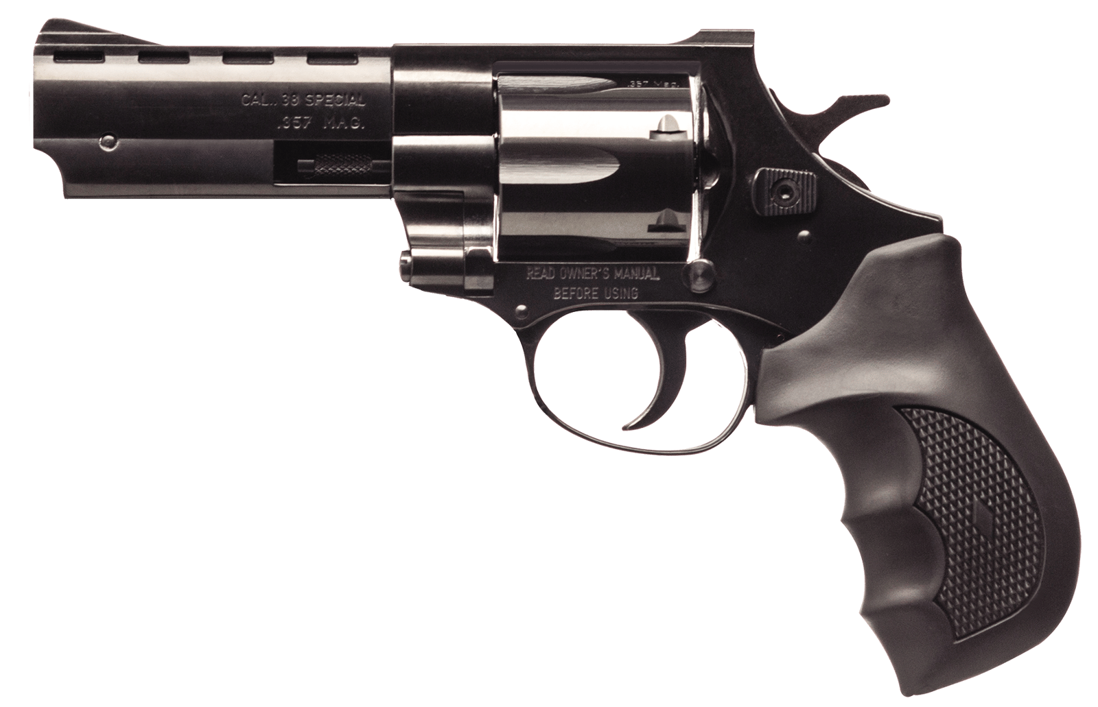 Weihrauch Guns EARB3574 Windicator  357 Mag 6rd 4" Blued Steel Barrel & Cylinder, Compact Blued Steel Frame w/Exposed Hammer, Ramp Front/Fixed Rear Sights, Finger Grooved Black Rubber Grip
