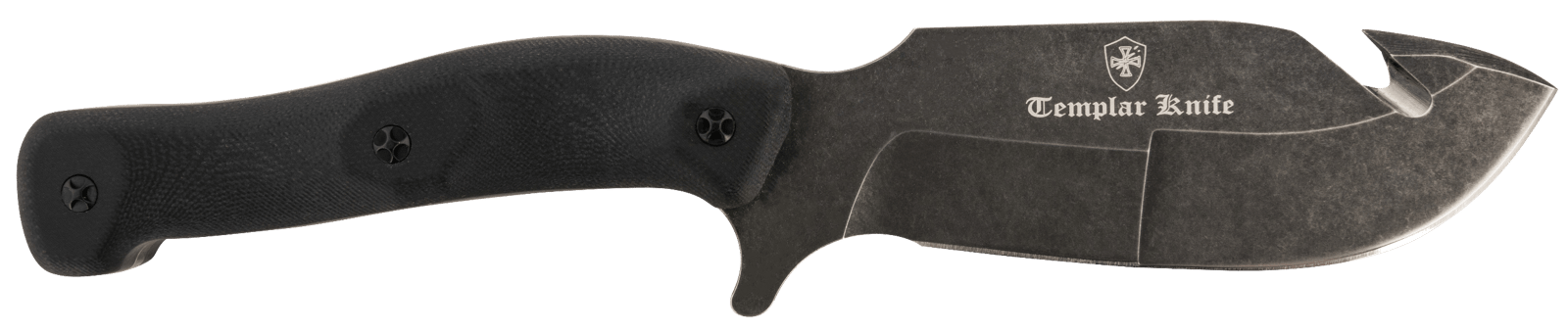 Templar Knife HBK321 Reagan Field Dressing 4.60" Fixed Gut Hook Plain Powder Coated D2 Steel Blade/ 4.55" Black G10 Handle