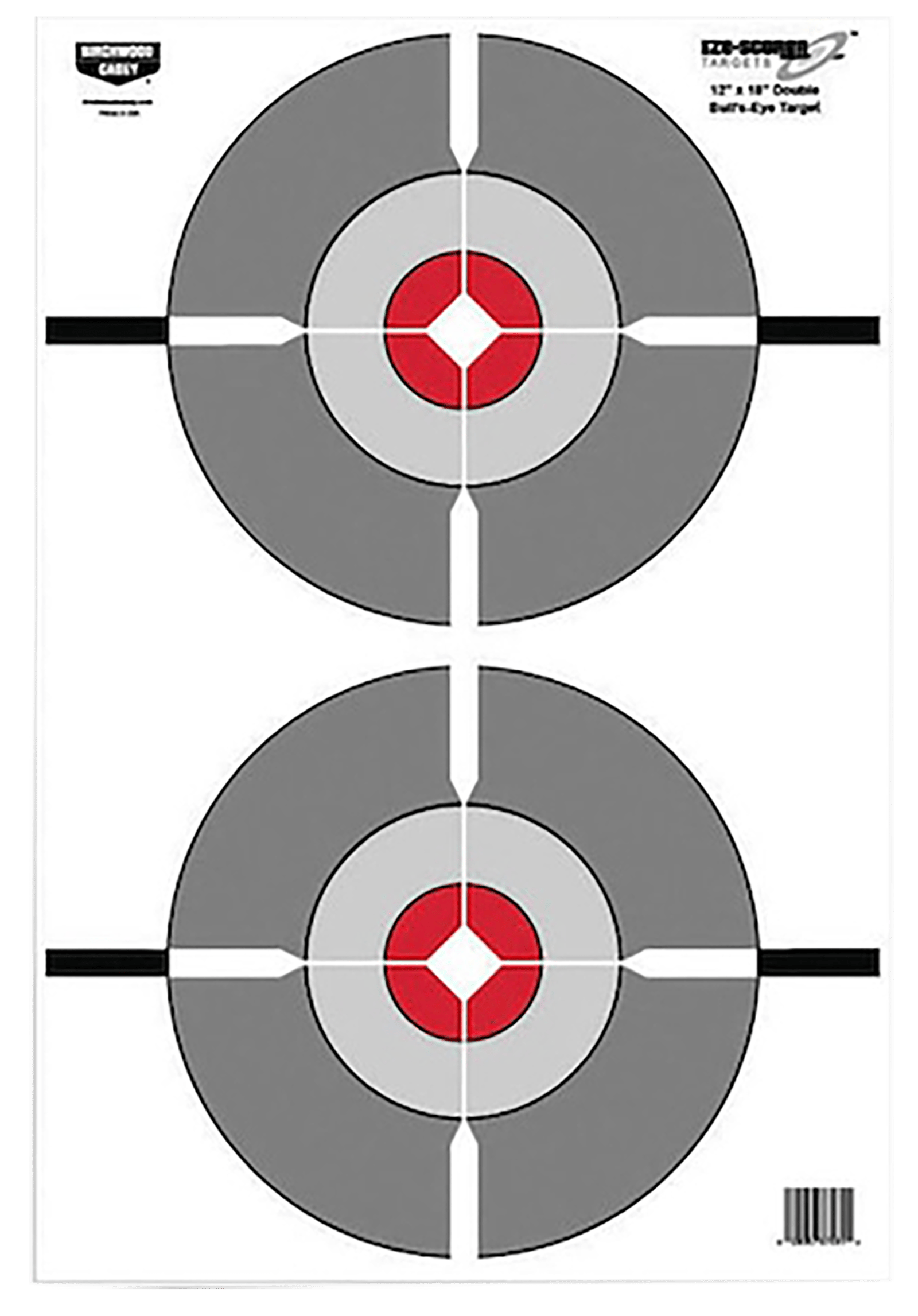 Birchwood Casey BC-37207 EZE-Scorer  Double Bullseye Hanging Paper 12" x 18" Gray/Red 10 Pack