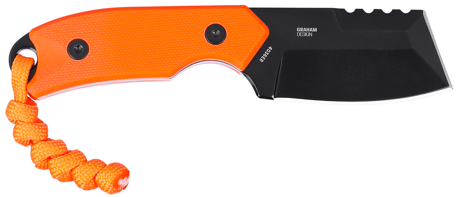 CRKT 4036ER Razel Compact EDC 2.32" Fixed Chisel Part Serrated Black Oxide D2 Steel Blade, Orange G10 Handle