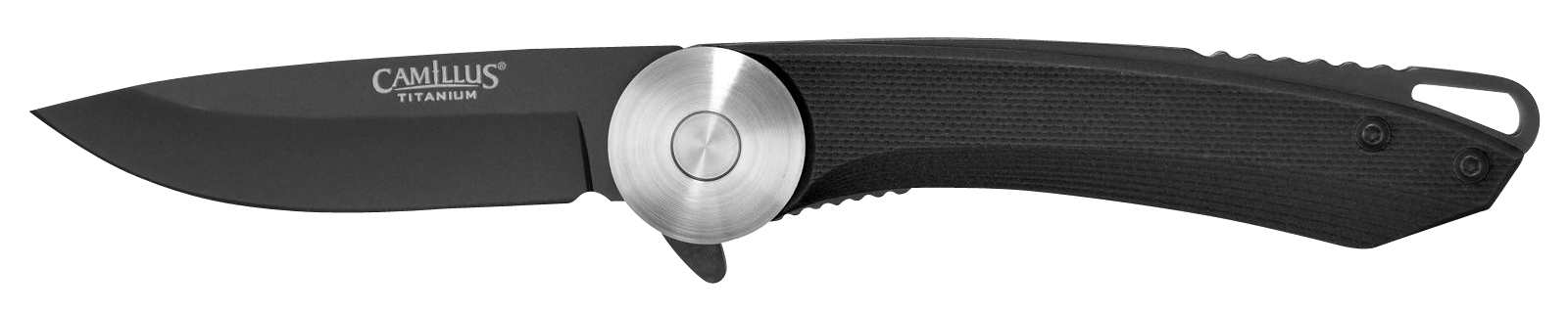 Camillus 19640 Cirque  2.75" Folding Drop Point Plain Black AUS-8 Carbonitride Titanium Blade, Black G10 Handle