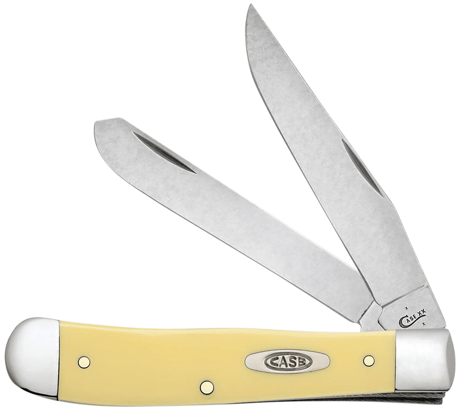 Case 30114 Trapper  Folding Clip Point/Spey Plain Mirror Polished Carbon Steel Blade/Smooth Yellow Synthetic Handle