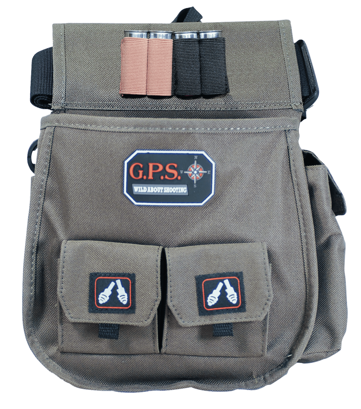 GPS Bags 1093CSP Deluxe Double Shotshell Pouch Olive Polyester Waist Mount 30-52" Belt