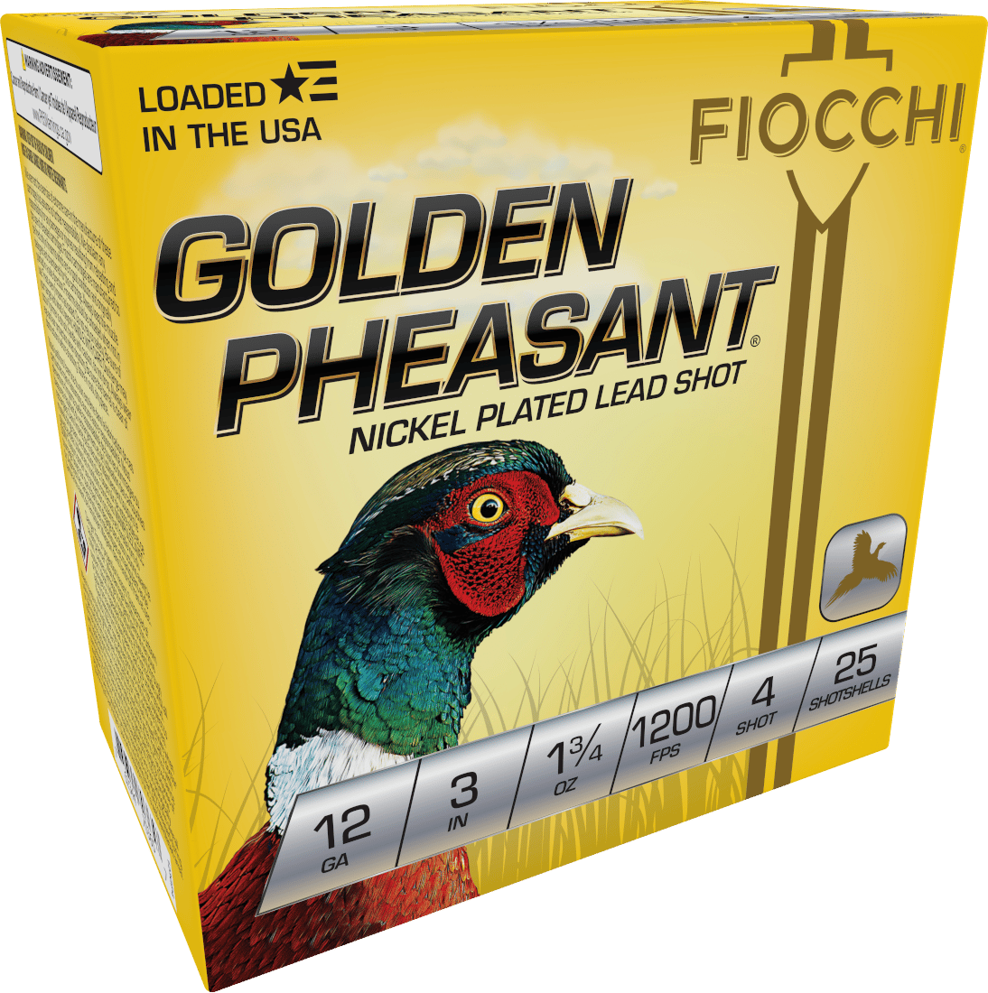 Fiocchi 123GP4 Golden Pheasant Extrema 12Gauge 3" 1 3/4oz 4Shot 25 Per Box/10 Case