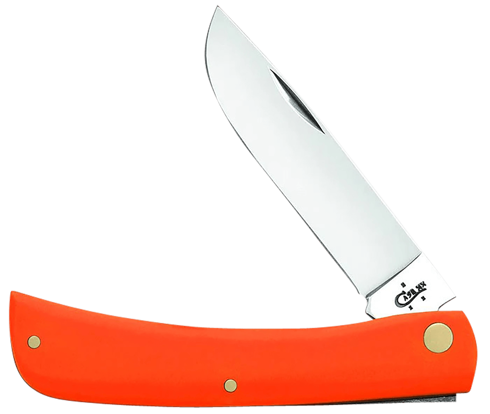 Case 80512 Sod Buster  3.30" Folding Skinner Plain Mirror Polished Tru-Sharp SS Blade, Smooth Orange Synthetic Handle