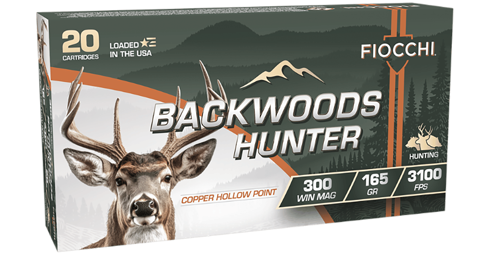 Fiocchi 300WMBHC Backwoods Hunter  300WinMag 165gr Copper Hollow Point 20 Per Box/10 Case