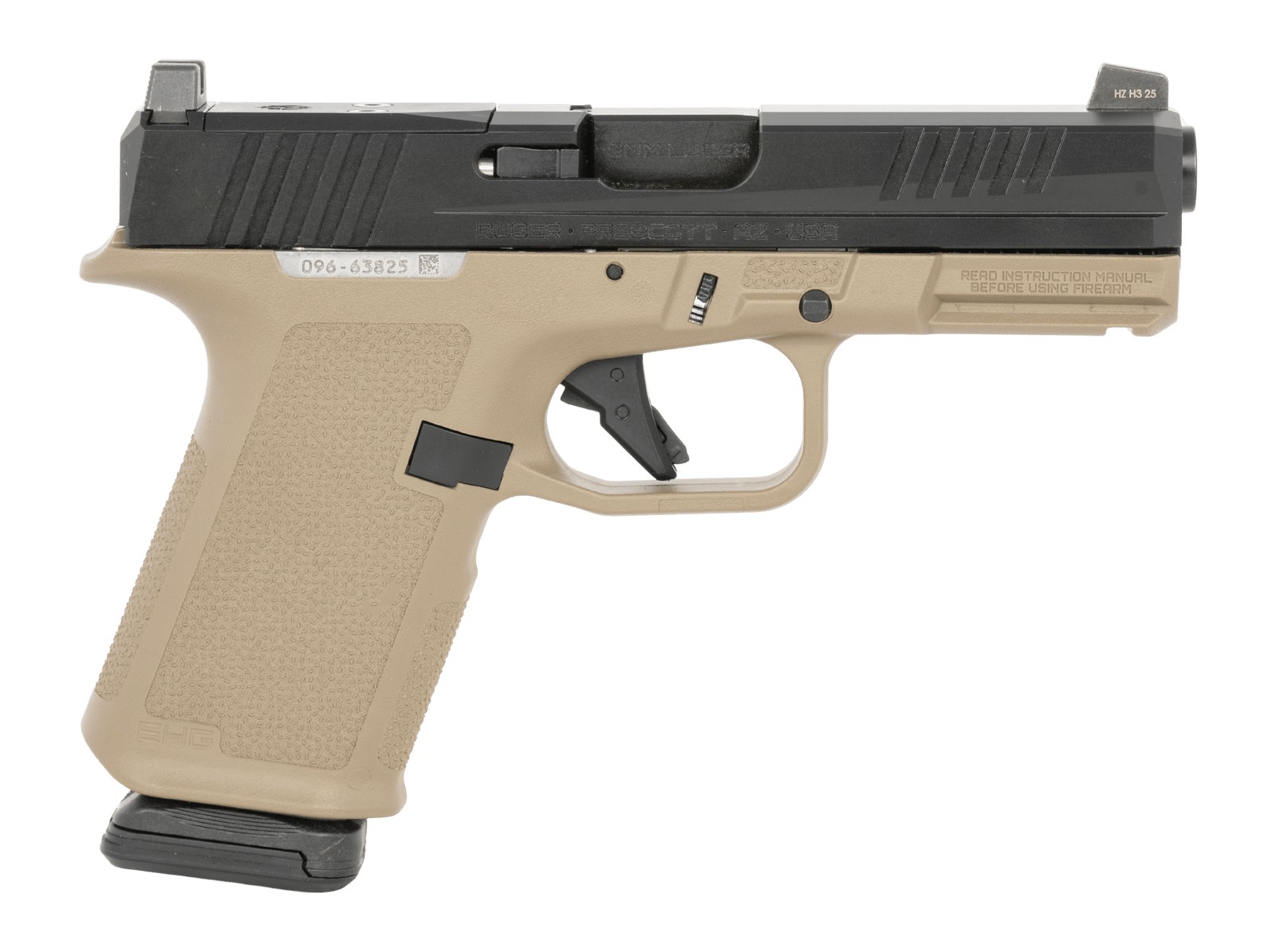 Ruger 19426 RXM 9mm Luger 15+1 4.50" Black FNC Nitride Barrel & Optic Ready/Serrated Slide, Flat Dark Earth Polymer Frame w/Accessory Rail, Textured Grip, RMSc/RMR/DeltaPoint Pro Footprint