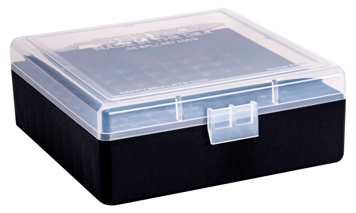 Berry's 15382 Ammo Box  38Special/357Mag Clear/Black Plastic 100rd