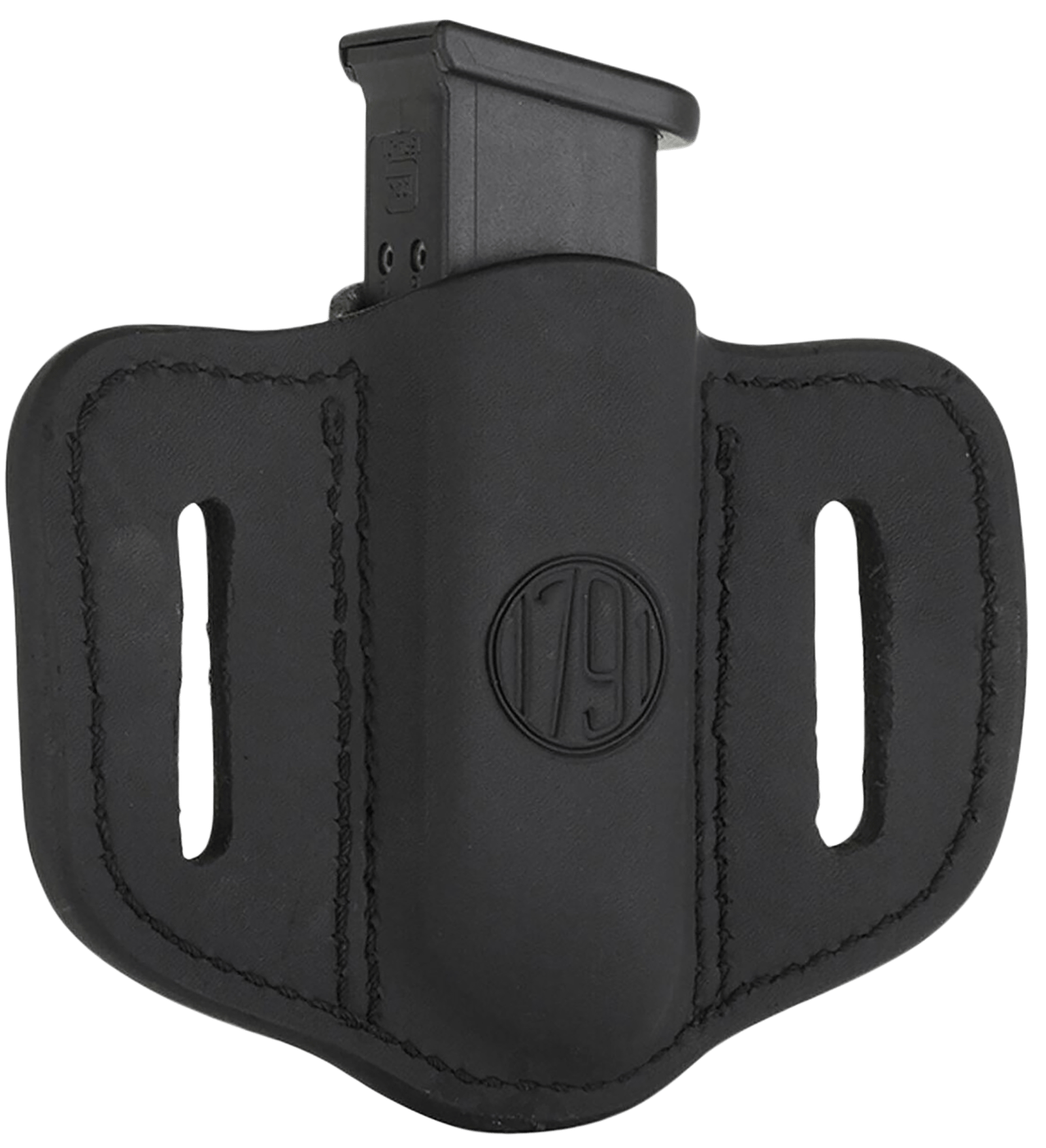 1791 Gunleather MAG12SBLA MAG1.2 Single Mag Holster Stealth Black Leather Belt Slide Compatible w/ Double Stack Ambidextrous