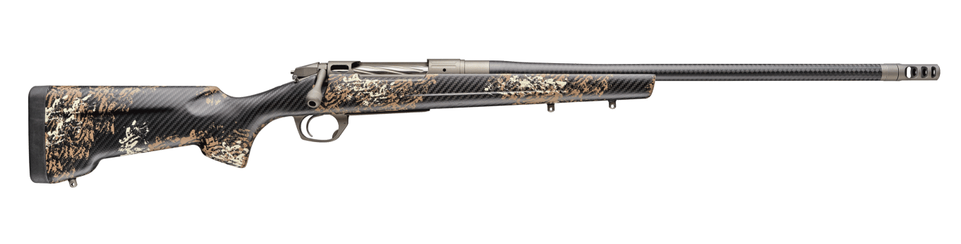 Bergara Rifles BPR38-300WM Premier Cima Pro 300 Win Mag 3+1 Carbon Fiber CURE Threaded Barrel, Titanium Cerakote Stainless Steel Drilled & Tapped Receiver, Fixed Carbon Fiber w/Brown & Tan Sponge Acce