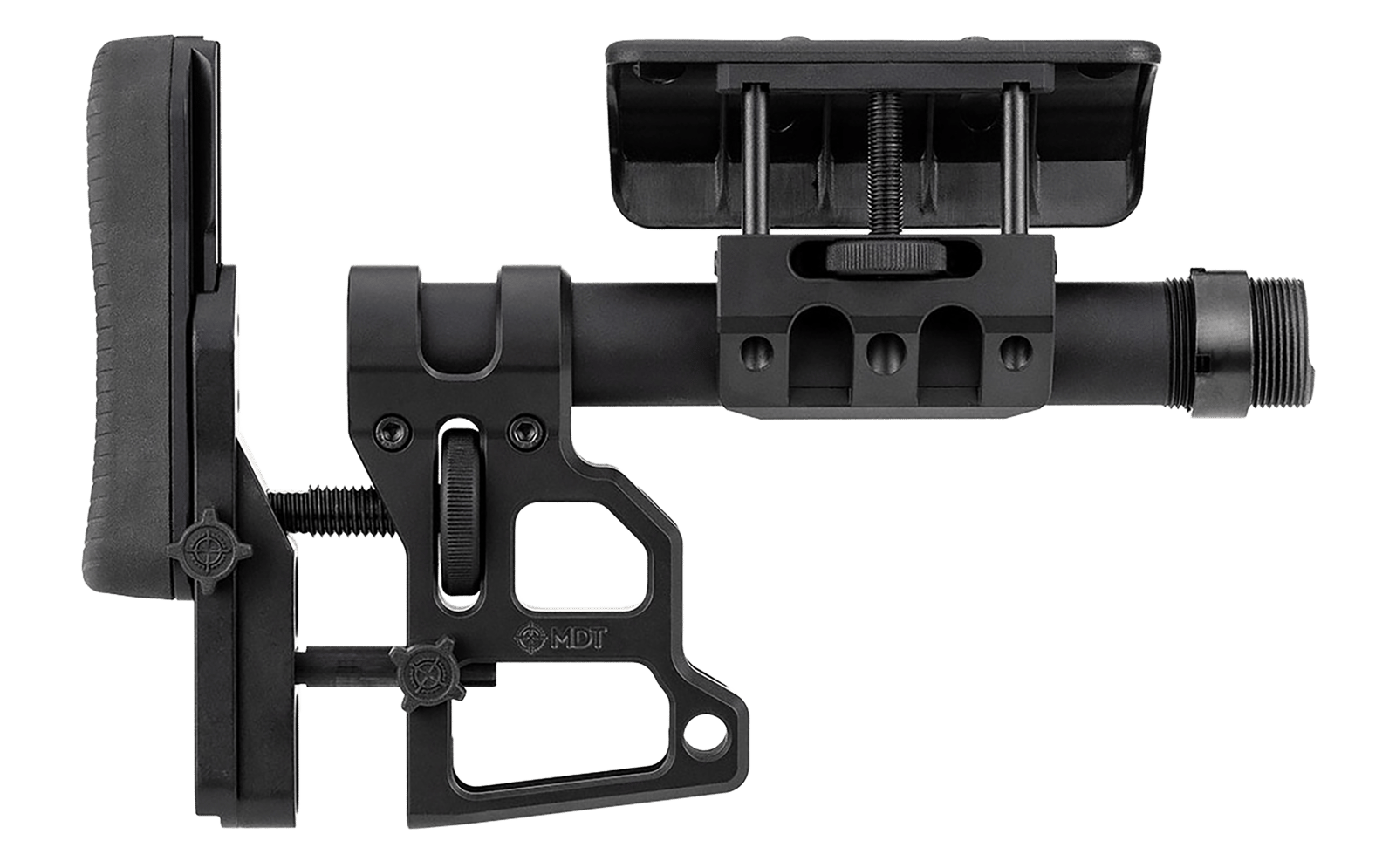 Mdt Sporting Goods Inc 102856BLK Skeleton Carbine Stock (SCS)  Black Aluminum, Adj. Cheekrest/Buttpad, Buffer Tube, QD Sling Mounts