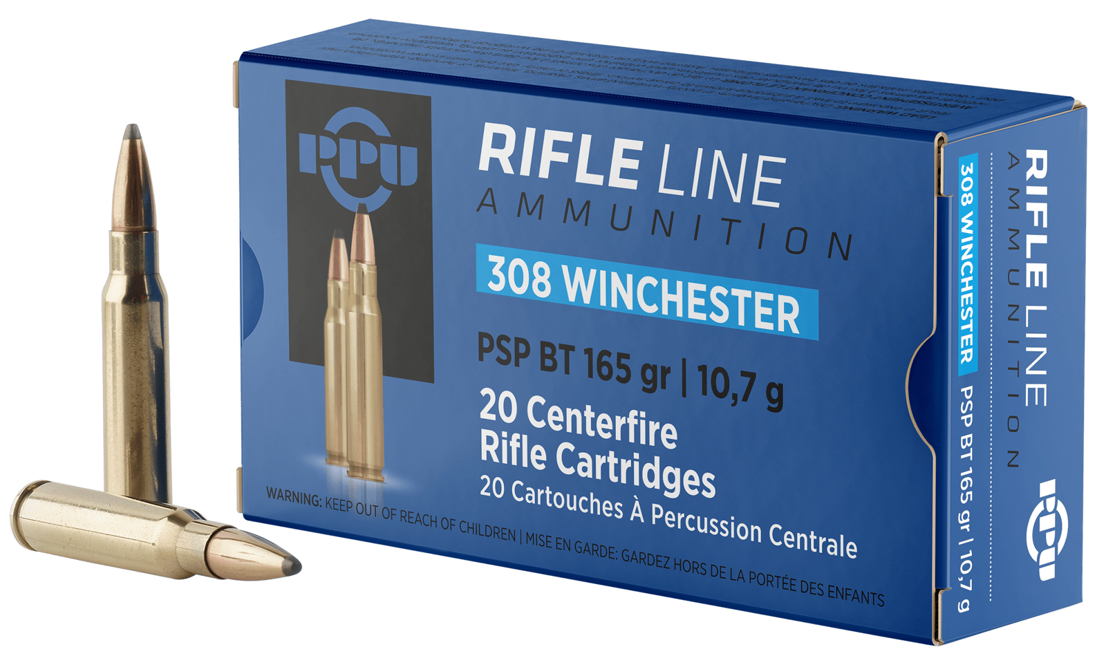 PPU PP3082 Standard Rifle  308Win 165gr Pointed Soft Point Boat Tail 20 Per Box/10 Case