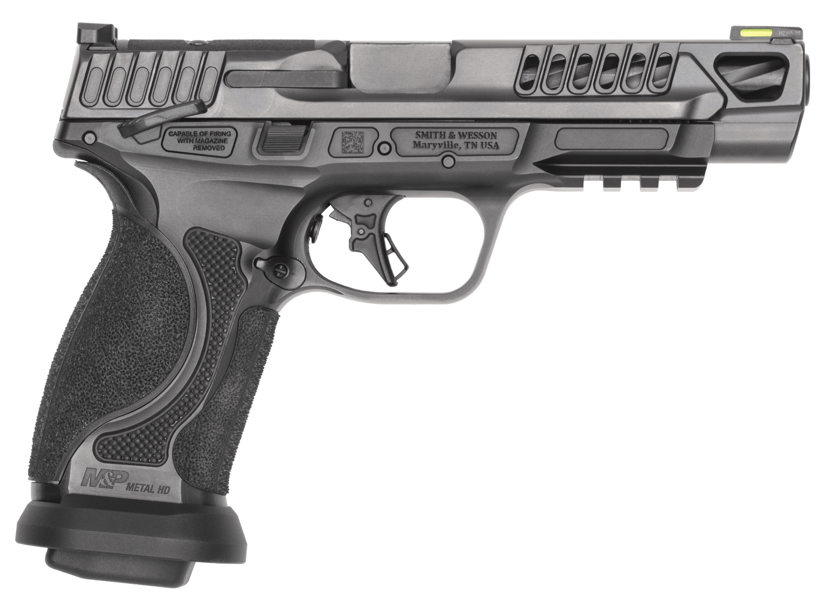 Smith & Wesson 14071 M&P M2.0 Competitor HD 9mm Luger 10+1 5" Overall Black Armornite Stainless Steel Spiral Fluted Barrel, Lightening Cut/Optic Ready/Serrated Slide & Stainless Steel Frame w/Picatinn