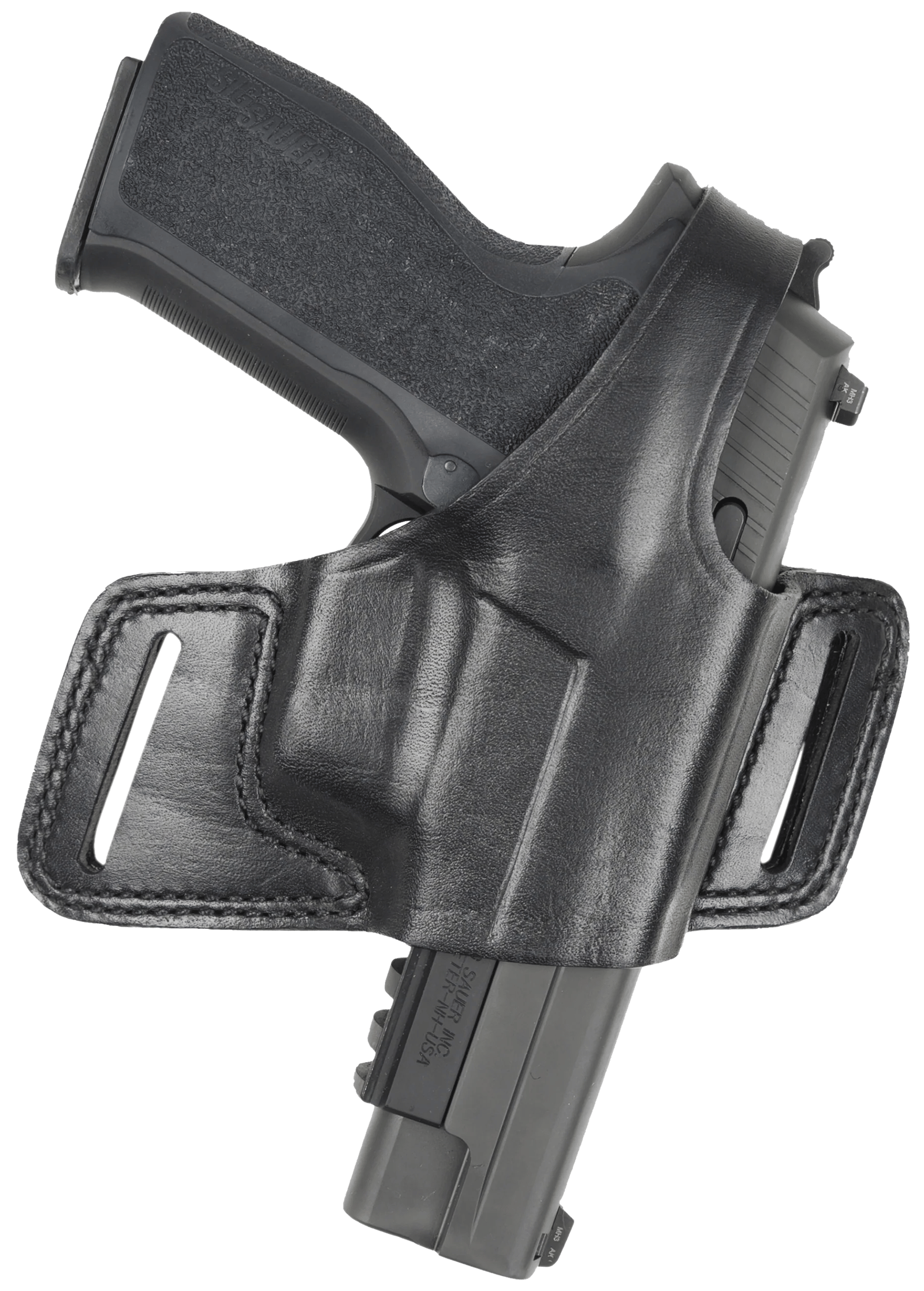 Bianchi 15718 Black Widow  OWB Size 14 Black Leather Belt Slide Fits Glock 17 Fits Glock 19 Fits Glock 22 Right Hand