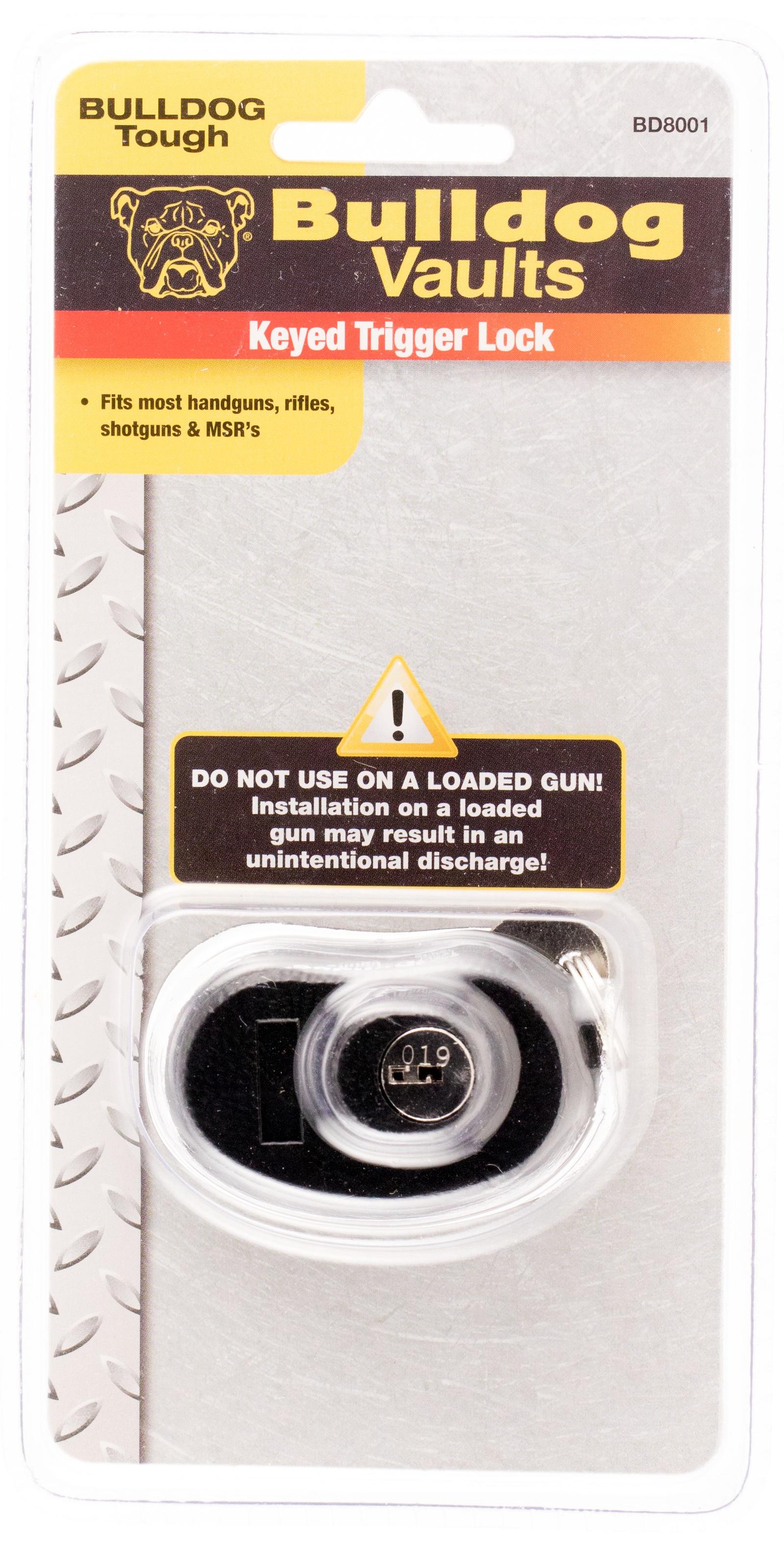 Bulldog BD8001 Trigger Lock  Open With Key Black Metal Firearm Fit- Handgun/Rifle/Shotgun