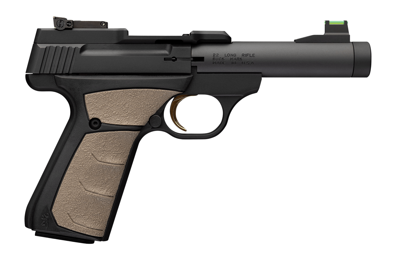 Browning 051609490 Buck Mark Micro Bull SR 22 LR 10+1 4.40" Matte Black Threaded Bull Barrel, Matte Black Alloy Frame, Black/FDE Overmolded UFX Grip, RMSc Footprint