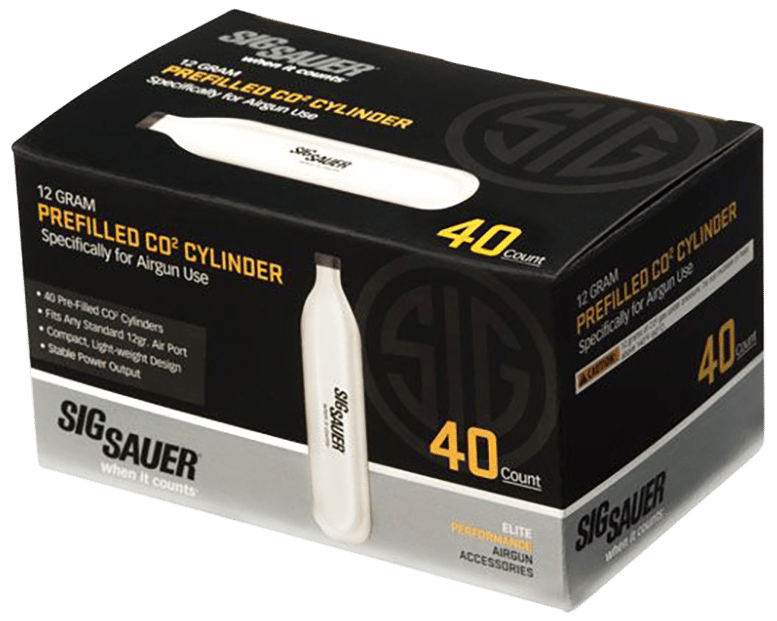 Sig Sauer Airguns AC1240 CO2 Cylinders Cartridges, 12 Grams, 40 Per Box