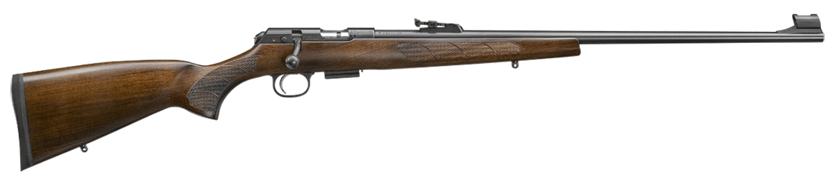 CZ-USA 02303 CZ 457 Lux Full Size 17 HMR 5+1 24" Black Nitride Black Nitride Steel Receiver Turkish Walnut Fixed European-Style Stock Right Hand