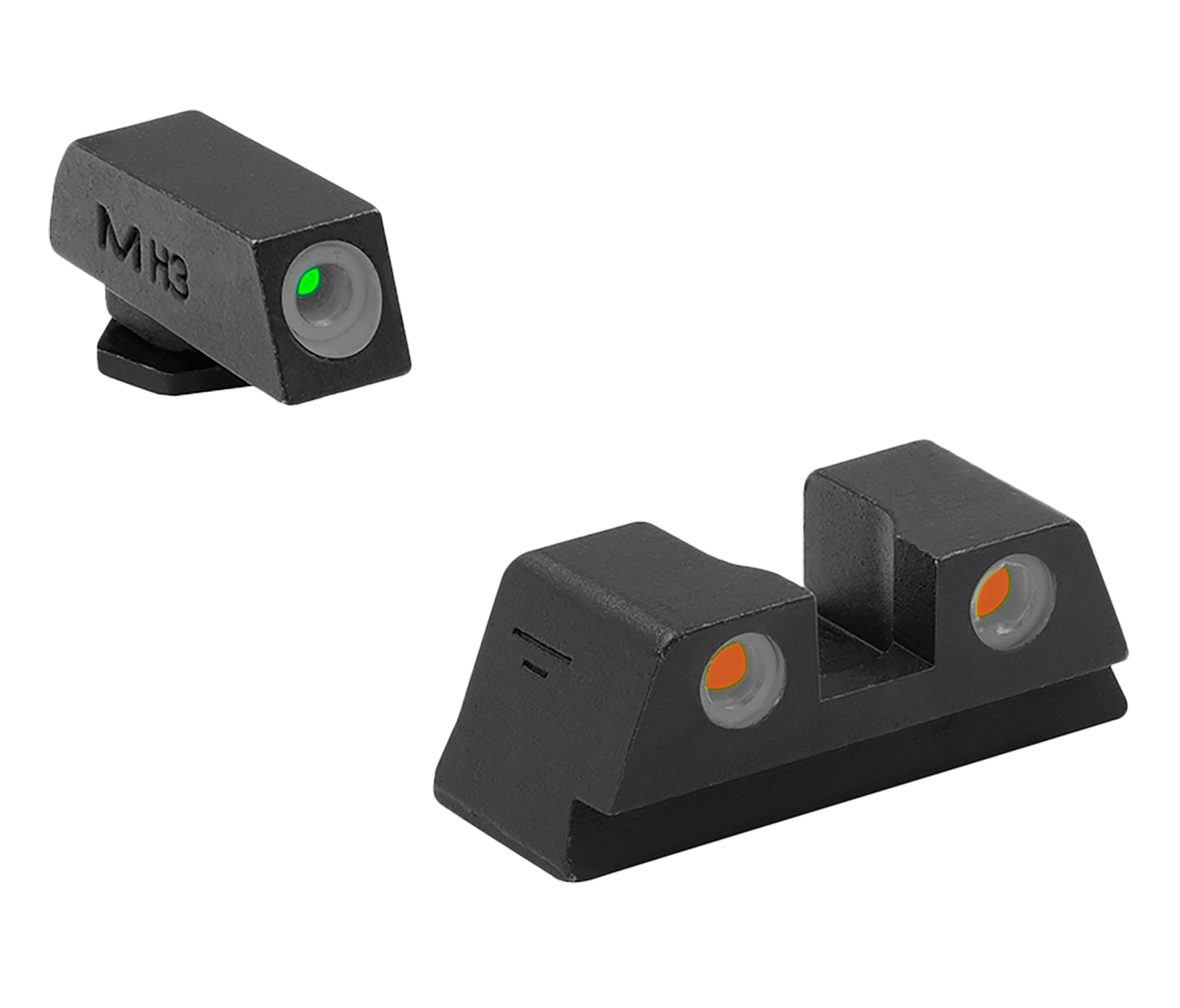 Meprolight USA 102203301 Tru-Dot Sight Set Green Tritium/Orange Tritium/Black Frame Compatible w/Glock 42/43/43X/48X, Post/Dovetail Mount