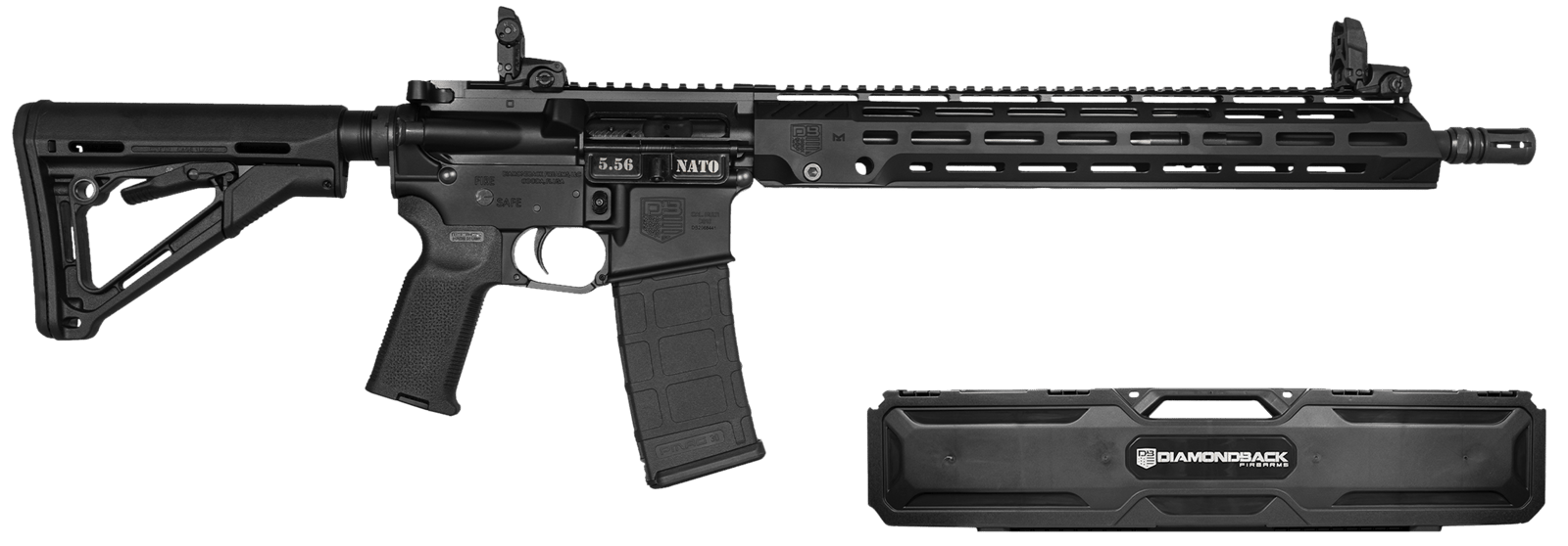Diamondback DB1889K001 DB15 Knight's Armament 5.56 NATO 30+1 16" Phosphate Chrome Lined Threaded Barrel, Black Anodized Picatinny Rail Aluminum Receiver, Magpul CTR Synthetic Stock, Magpul MOE K2 Grip