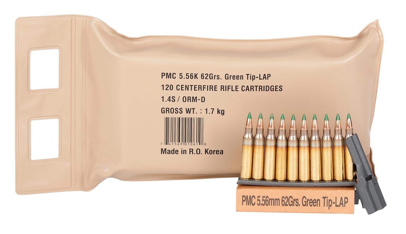 PMC 556(M55)BP X-Tac Battle Pack 5.56x45mmNATO 62gr Light Armor Piercing Green Tip 120 Per Box/5 Case