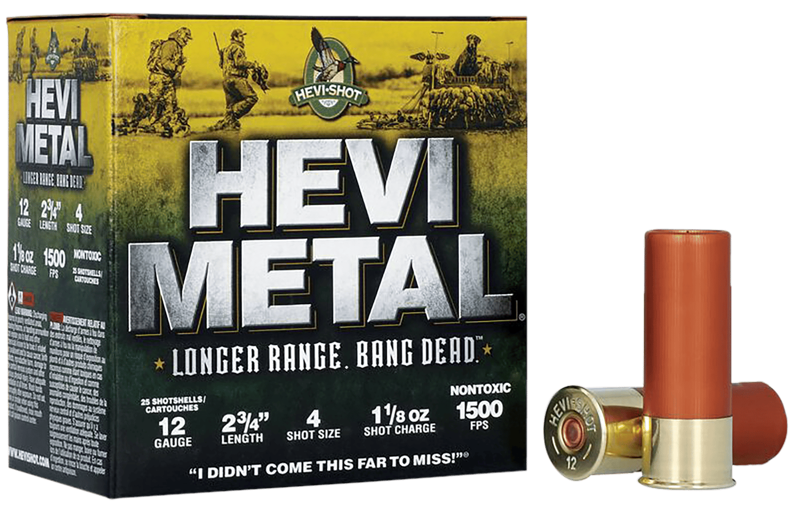 HEVI-Metal HS38704 HEVI-Metal Longer Range 12Gauge 2.75" 1 1/8oz 4Shot 25 Per Box/10 Case