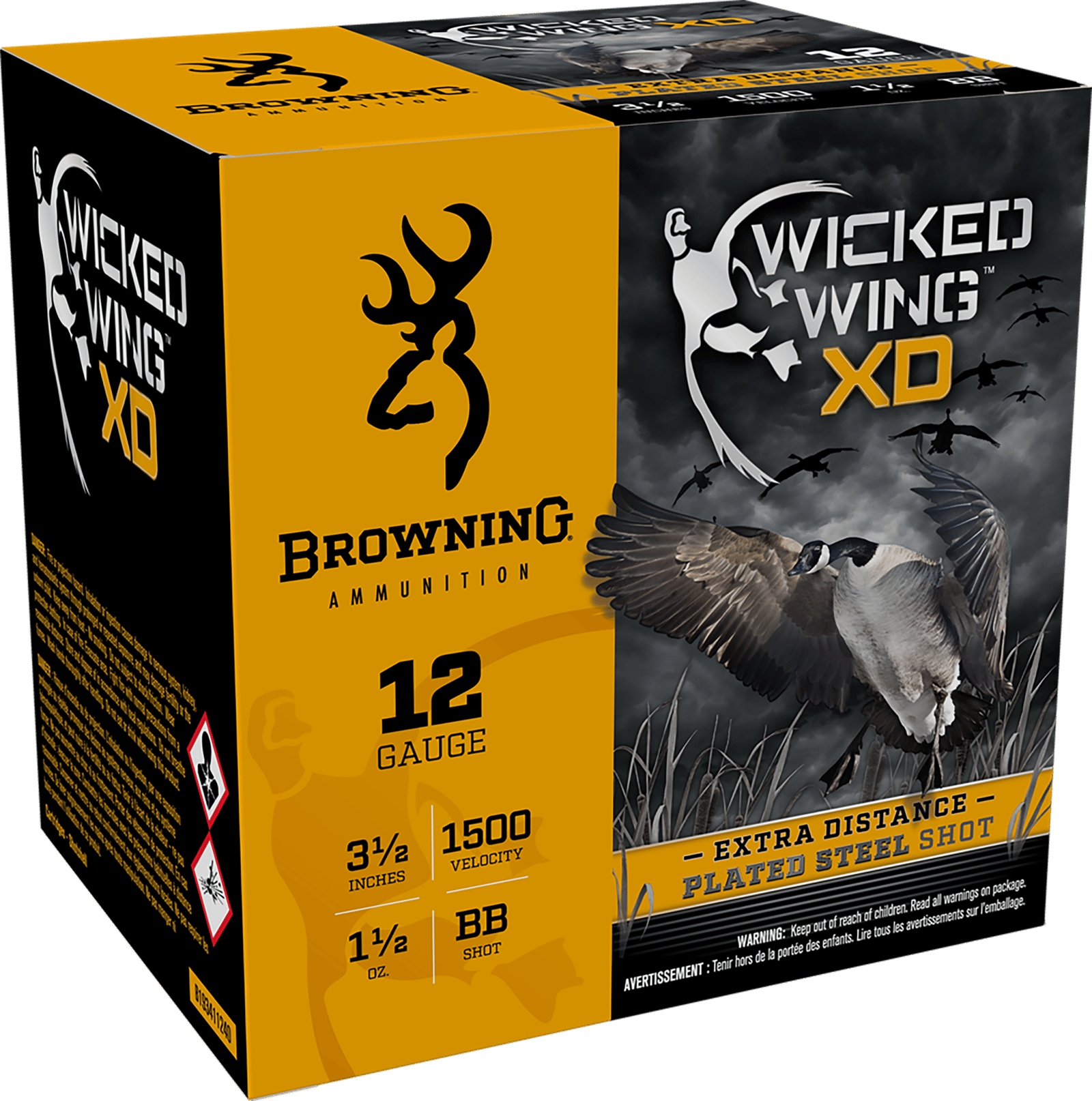 Browning Ammo B193411240 Wicked Wing XD  12Gauge 3.50" 1 1/2oz BBShot 25 Per Box/10 Case