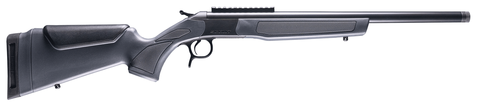 CVA CR4440 Scout  360 Buckhammer 1rd 20" Blued Threaded Barrel, Blued Picatinny Rail Receiver, Stealth Gray Fixed Synthetic Stock