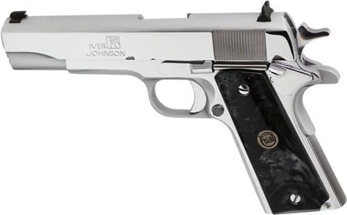 IVER JOHNSON 1911A1 38 SUPER 5" FS 9RD CHROME BLACK PEARL<