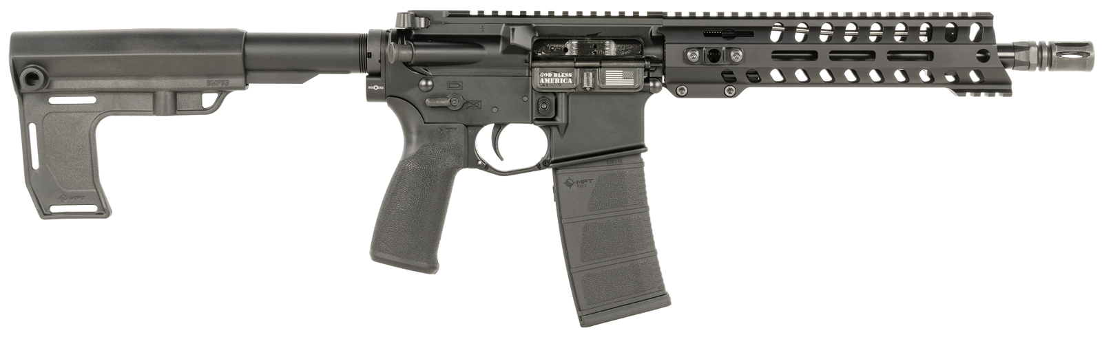 Patriot Ordnance Factory 2172 P15 Constable 5.56 NATO 30+1 10.50" M-LOK Handguard, Black Anodized Aluminum Receiver w/Picatinny Rail, Black Polymer MFT Blade Stabilizer, MFT Grip