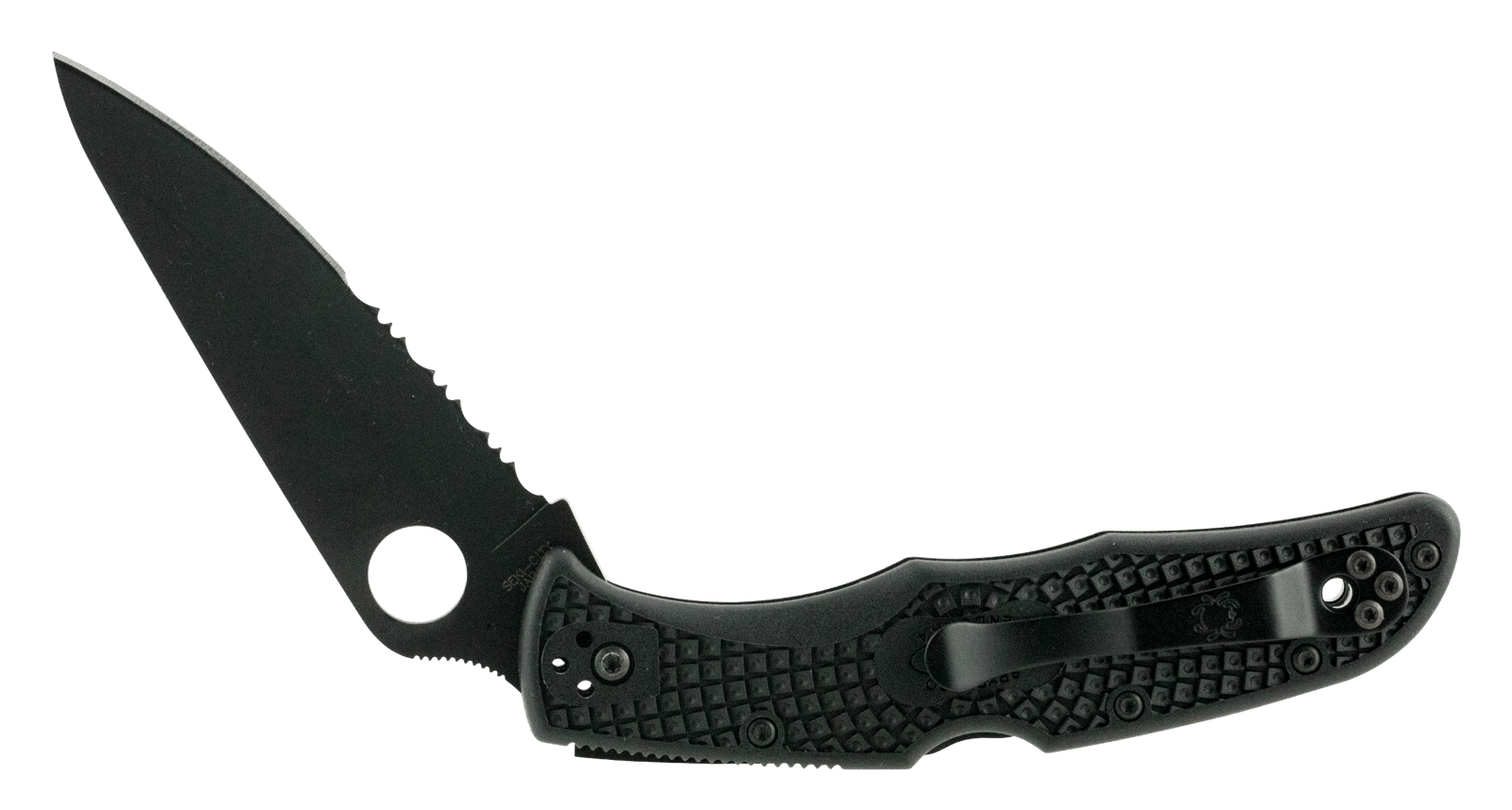 Spyderco C10PSBBK Endura 4 Lightweight 3.75" Folding Clip Point Part Serrated Black TiCN VG-10 SS Blade Black  Textured FRN Handle Includes Pocket Clip