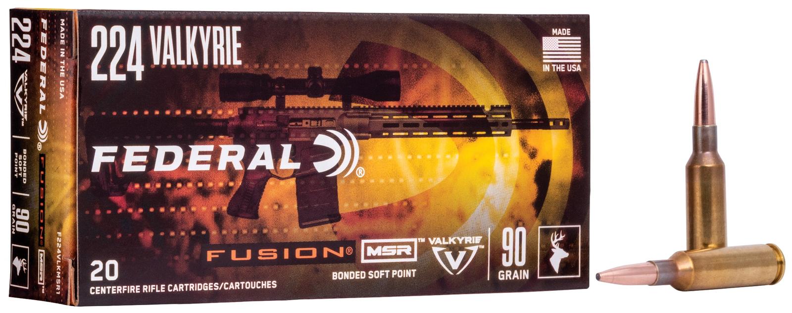 Federal F224VLKMSR1 Fusion MSR 224Valkyrie 90gr Bonded Soft Point 20 Per Box/10 Case