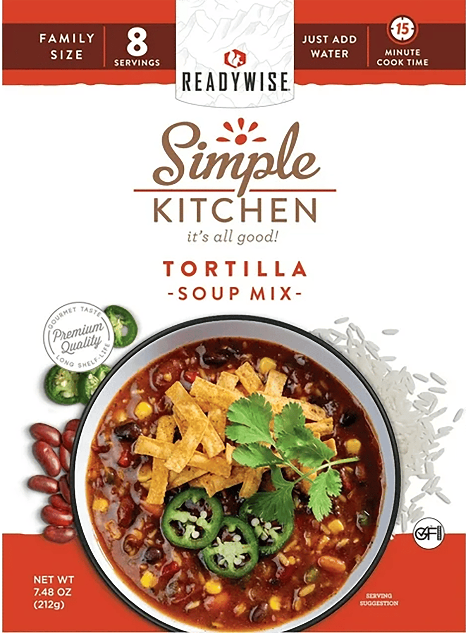 ReadyWise RWSK05063 Simple Kitchen Tortilla Soup 8 Servings Per Pouch, 6 Per Case