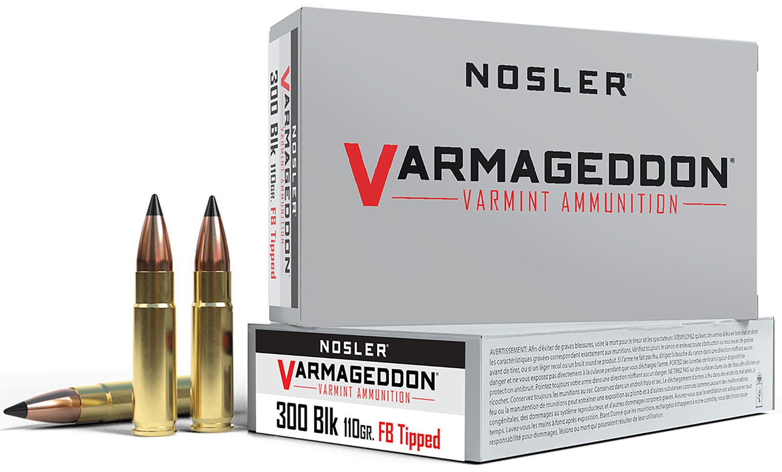 Nosler 40127 Varmageddon  300Blackout 110gr Flat Base Tipped 20 Per Box/20 Case