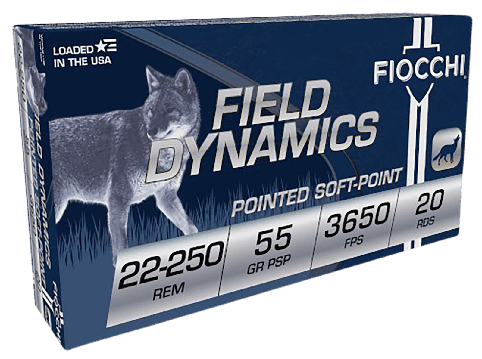 Fiocchi 22250B Field Dynamics  22-250Rem 55gr Pointed Soft Point 20 Per Box/10 Case