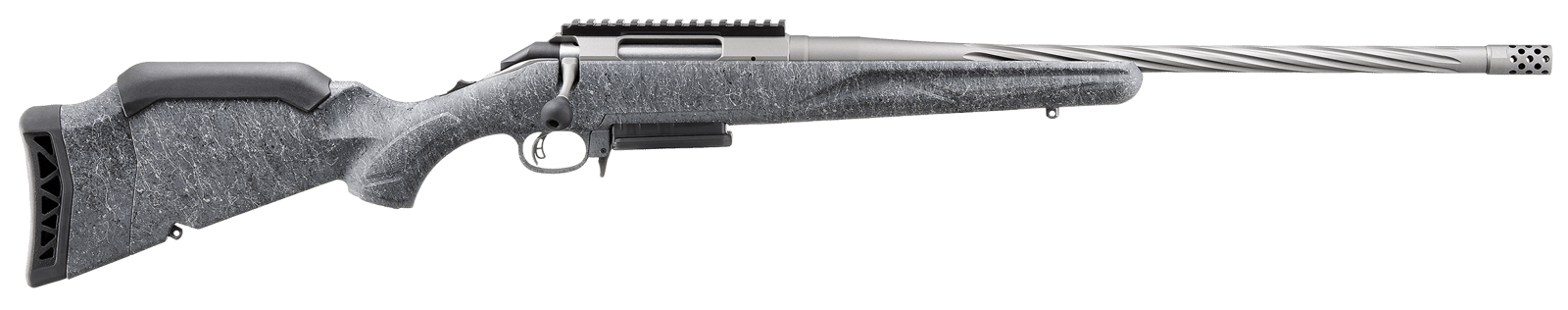 Ruger 46915 American II  Full Size 300 Win Mag 3+1 20" Cobalt Cerakote Spiral Fluted Threaded Barrel & Alloy Steel Receiver w/Picatinny Rail, Gray Splatter Adj LOP Synthetic Stock