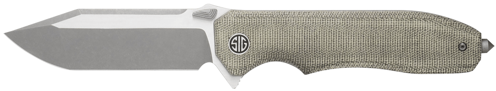 Sig Sauer Knives VA9GT Validus  3.78" Folding Modified Tanto Plain Dark Acid Stonewash/Satin M390 Steel Blade, 4.76" Green Canvas Micarta Handle