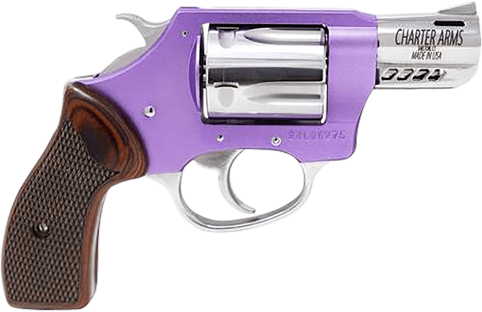 Charter Arms 53804 Off Duty Coyote 380 ACP 5rd 2" High Polished Ported Barrel & Cylinder, Lavender Aluminum Frame, Rosewood Checkered Grip, Standard Hammer