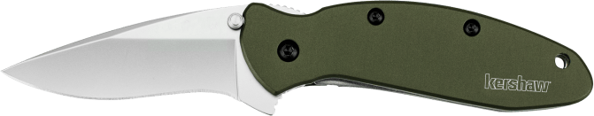 Kershaw 1620OL Scallion  2.40" Folding Drop Point Plain Bead Blasted 420HC SS Blade Olive Drab Anodized Aluminum Handle Includes Pocket Clip