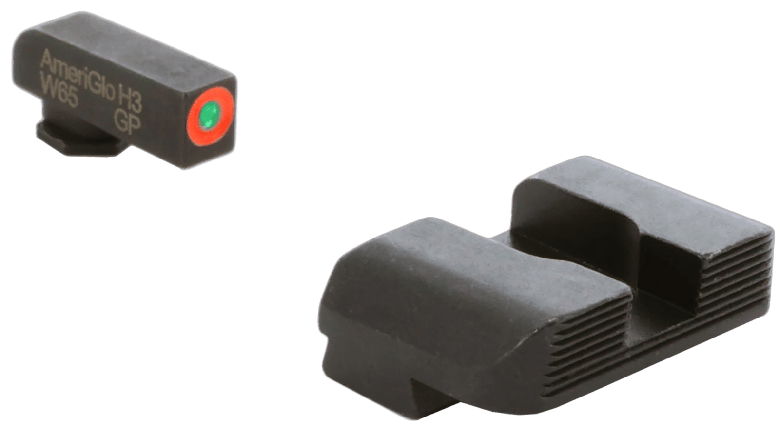 AmeriGlo GL434 Protector Sight Set for Glock  Green Tritium Orange Outline Front Sight-Black Serrated Rear Sight