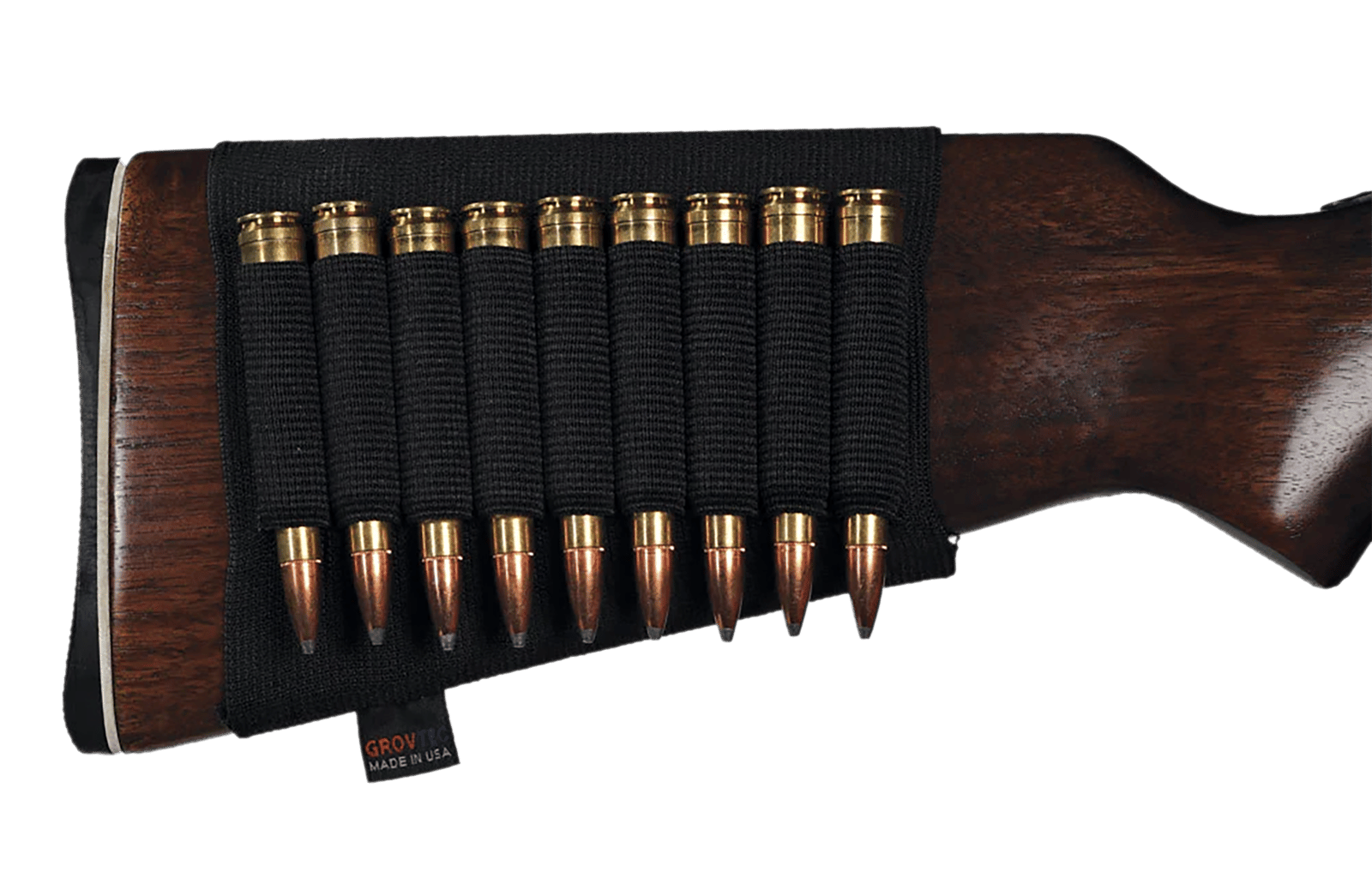 GrovTec US Inc GTAC81 Buttstock Cartridge Holder  Elastic 9rd Rifle Buttstock Mount