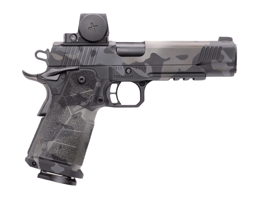 Cnc Firearms CNCSTEALTHWAR Kimber 1911 DS Warrior Stealth 9mm Luger 5.50" Multi-Cam Black Cerakote Stainless Steel Serrated w/Optic Slide, Multi-Cam Black Cerakote Frame w/ Accessory Rail, Carbon Fibe