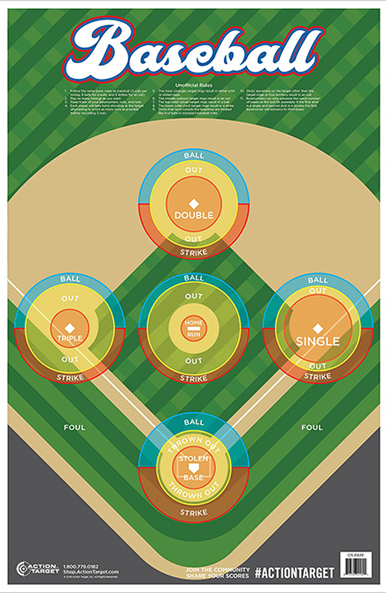 Action Target GSBASE100 Entertainment  Ball Field Paper Hanging 23" x 35" Multi-Color 100 Per Box