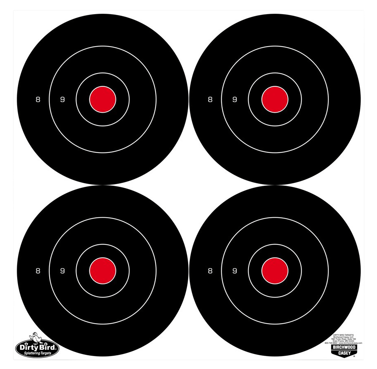 Birchwood Casey 35570 Dirty Bird  6" Bullseye Tagboard Hanging Black/White 100 Per Pkg