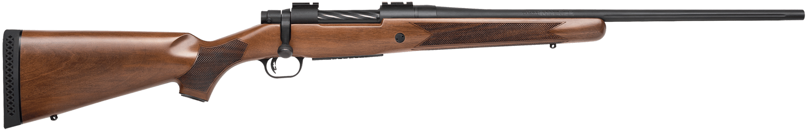 Mossberg 27876 Patriot  Full Size 25-06 Rem 5+1 22"Matte Blued Fluted Barrel, Drilled & Tapped Matte Blued Stainless Steel Receiver, Walnut Fixed Stock, Right Hand