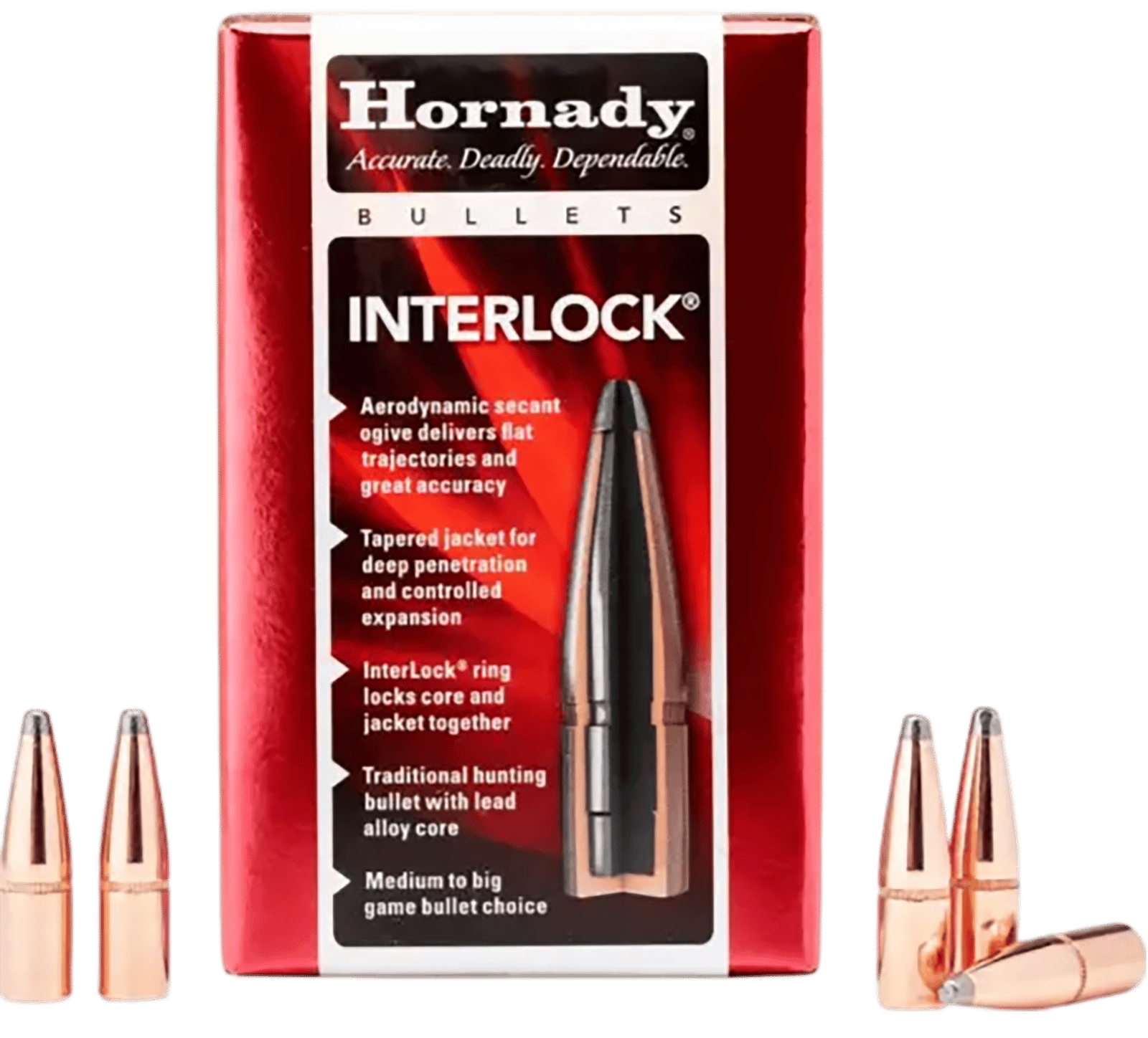 Hornady 2825 InterLock  7mm .284 139 gr Boat Tail Spire Point 100 Per Box/ 25 Case