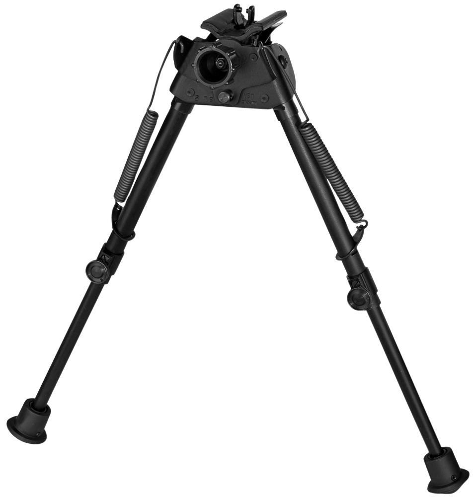 Harris Bipods S-L2 Swivel L Swivel Stud, 9-13", Black Steel/Aluminum, Self-Leveling Legs, Rubber Feet